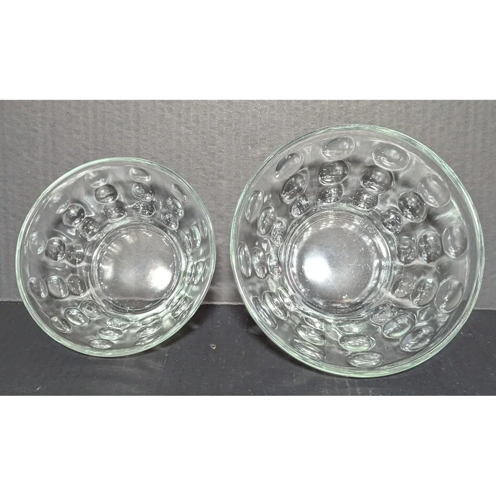 Vintage Hazel Atlas Raised Dot Nested Mixing Bowls Clear Set of‎ Five